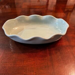 Vintage Abingdon Pottery Green Console Bowl Platter Fluted Scalloped Ruffled Rim